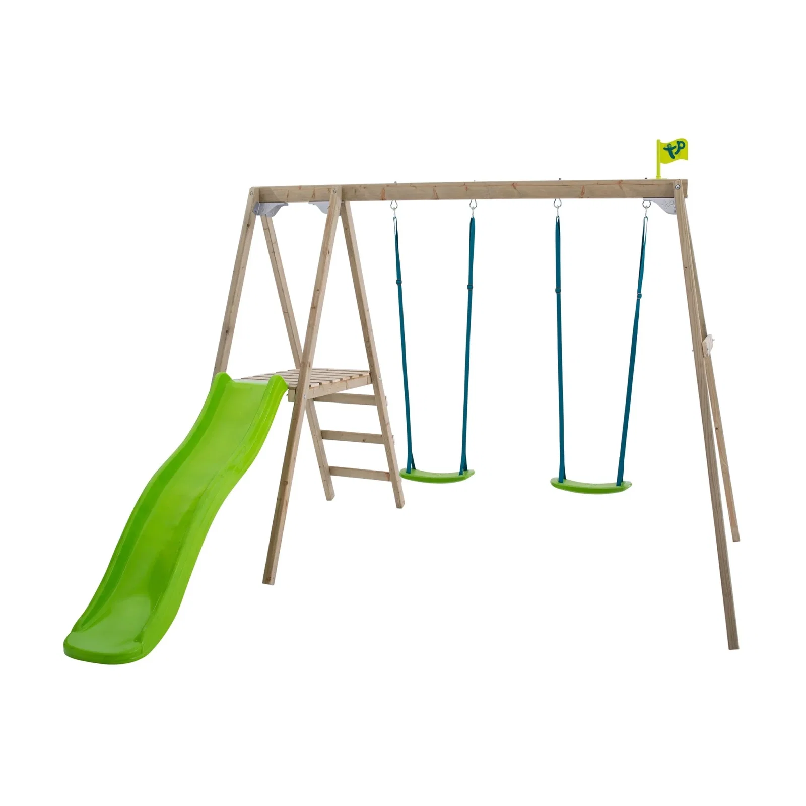 Image of TP Forest Multiplay Double Wooden Swing Set & Slide - FSC® certified