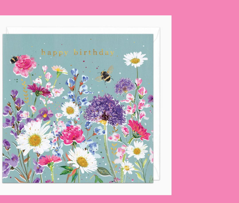Sunflowers and Bees Birthday Card
