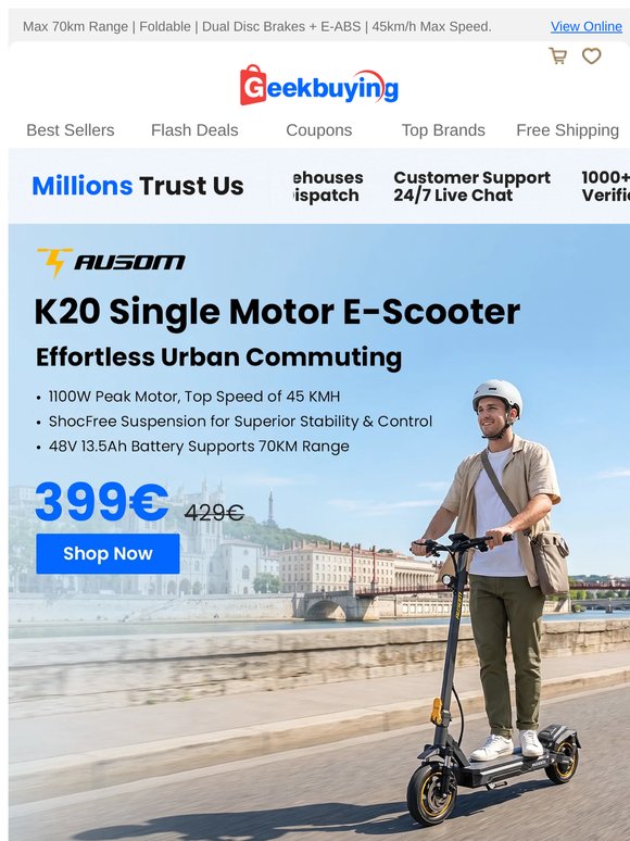 Tired of Traffic? Meet the Ausom K20, Perfect for Your Daily Ride! 🛴