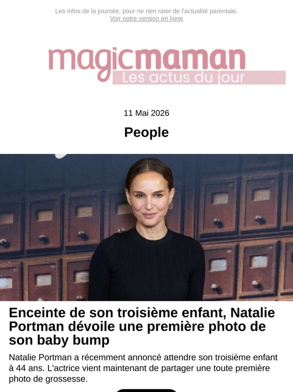 Enceinte de son troisième enfant, Natalie Portman dévoile une première photo de son baby bump