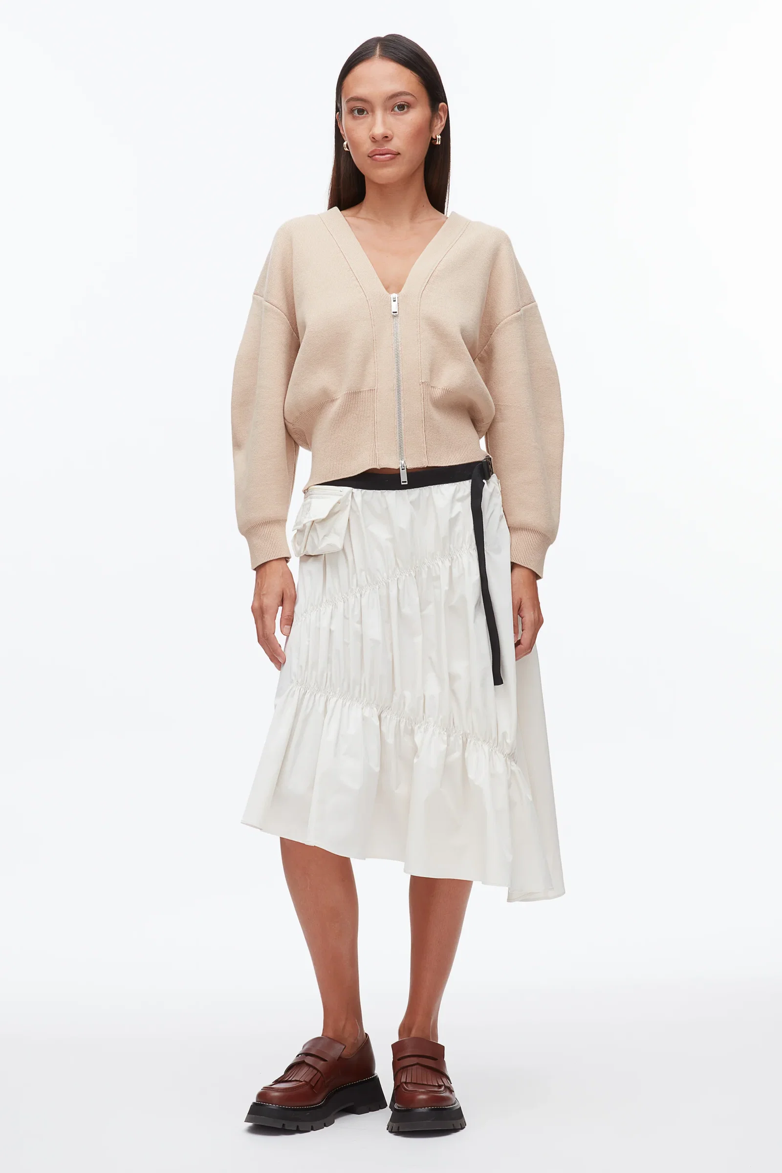Image of Ripstop Asymmetric Skirt with Ruching