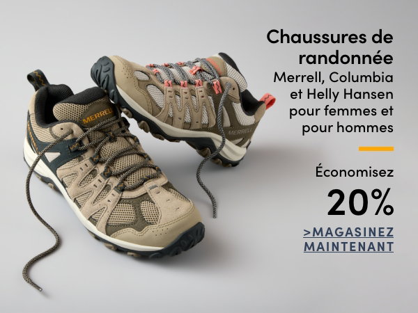 Chaussures de randonnée Merrell, Columbia et Helly Hansen pour femmes et pour hommes économisez 20%