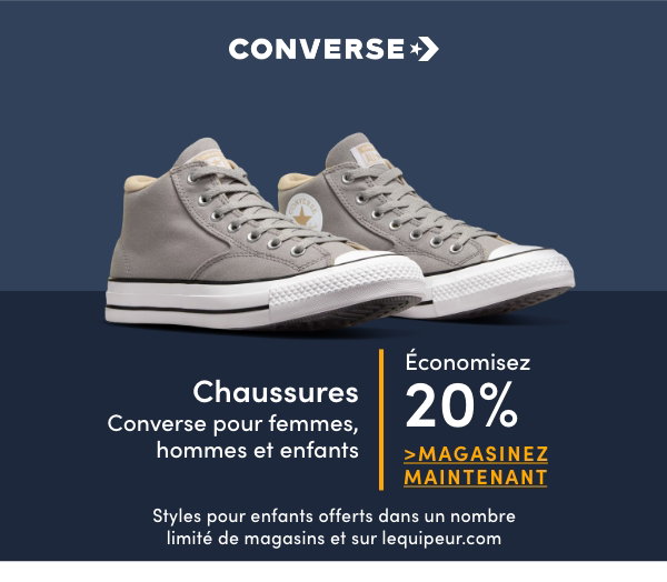 Chaussures Converse pour femmes, hommes et enfants économisez 20%