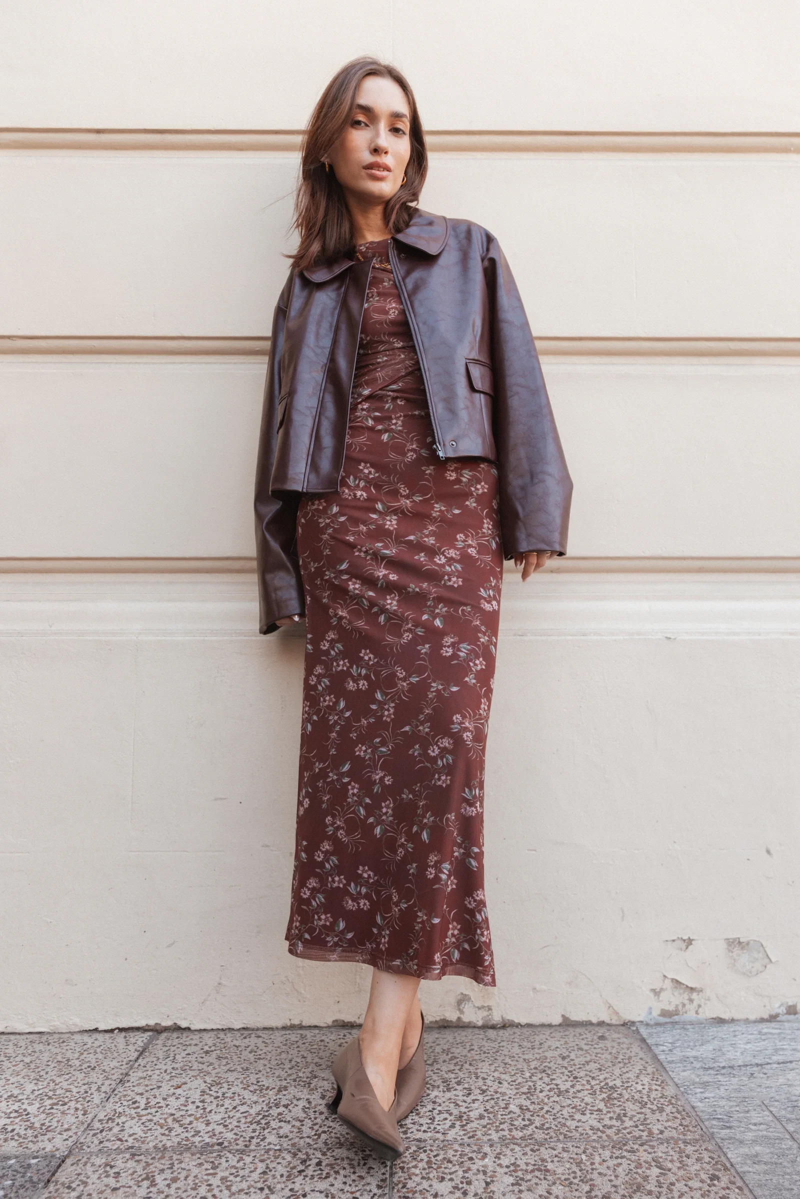 Image of Nash Long Sleeve Dress - Rust Floral