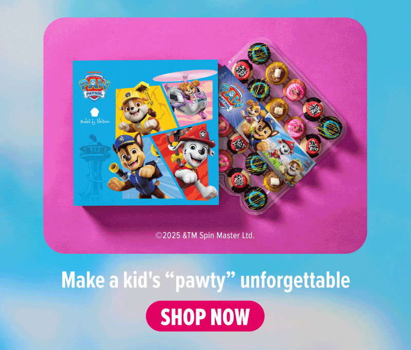 Make a kid's "pawty" unforgettable. Shop our Paw Patrol Gift Box cupcake 25-pack now.
