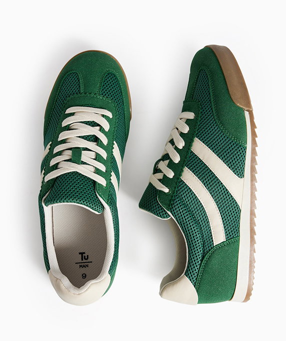 Green Retro Style Mesh Detail Trainers