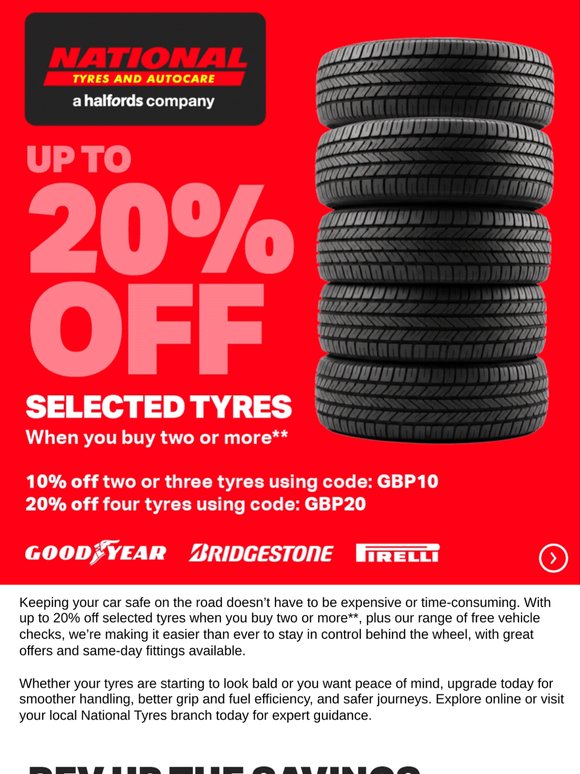 Up to 20% off tyres? Don’t miss this 👀