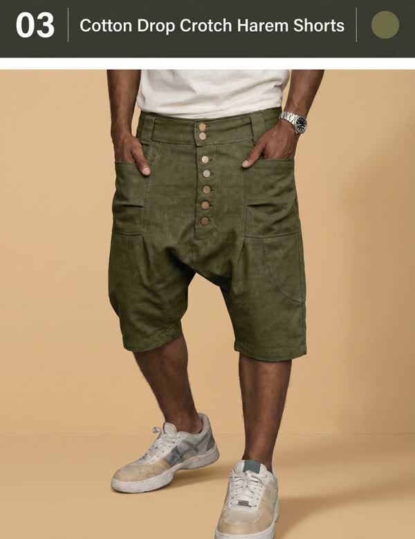 casual-100-cotton-drop-crotch-harem-shorts
