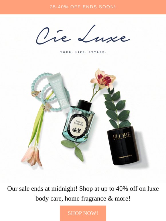 Ends tonight! Up to 40% off storewide!
