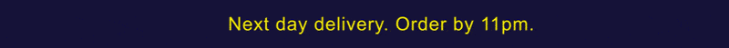 A scrolling banner that has Kaleidoscopes USPs, which include: Next day delivery. Order by 11pm, Free returns on everything, 100's brands in one place
