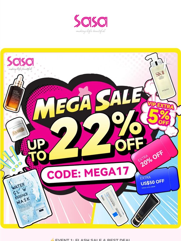 💥SASA MEGA SALE IS HERE! Over 100 Hot Picks at Price Cuts!😱 Flash Sale, Free Gift and Special Set Awaits!🎁Up to 71% Off— SHOP NOW✨