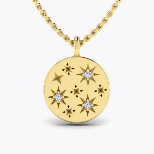 KLEORA AURORA Modern Electrum™ Diamond Star Burst Disc Pendant