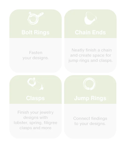 Bolt rings, chain ends, clasps, jump rings
