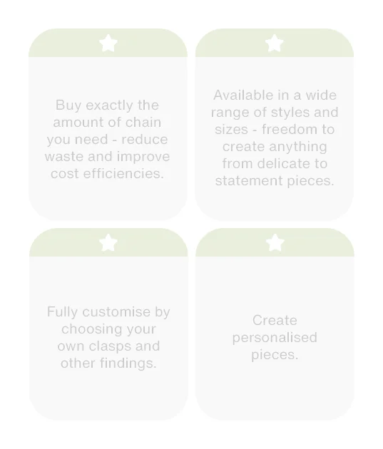 Buy exactly the amount you need. A wide range of styles and sizes. Fully customise. Create personalised pieces.