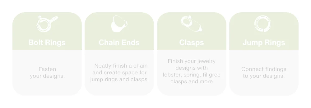 Bolt rings, chain ends, clasps, jump rings