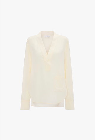 V-Neck Blouse In Ivory