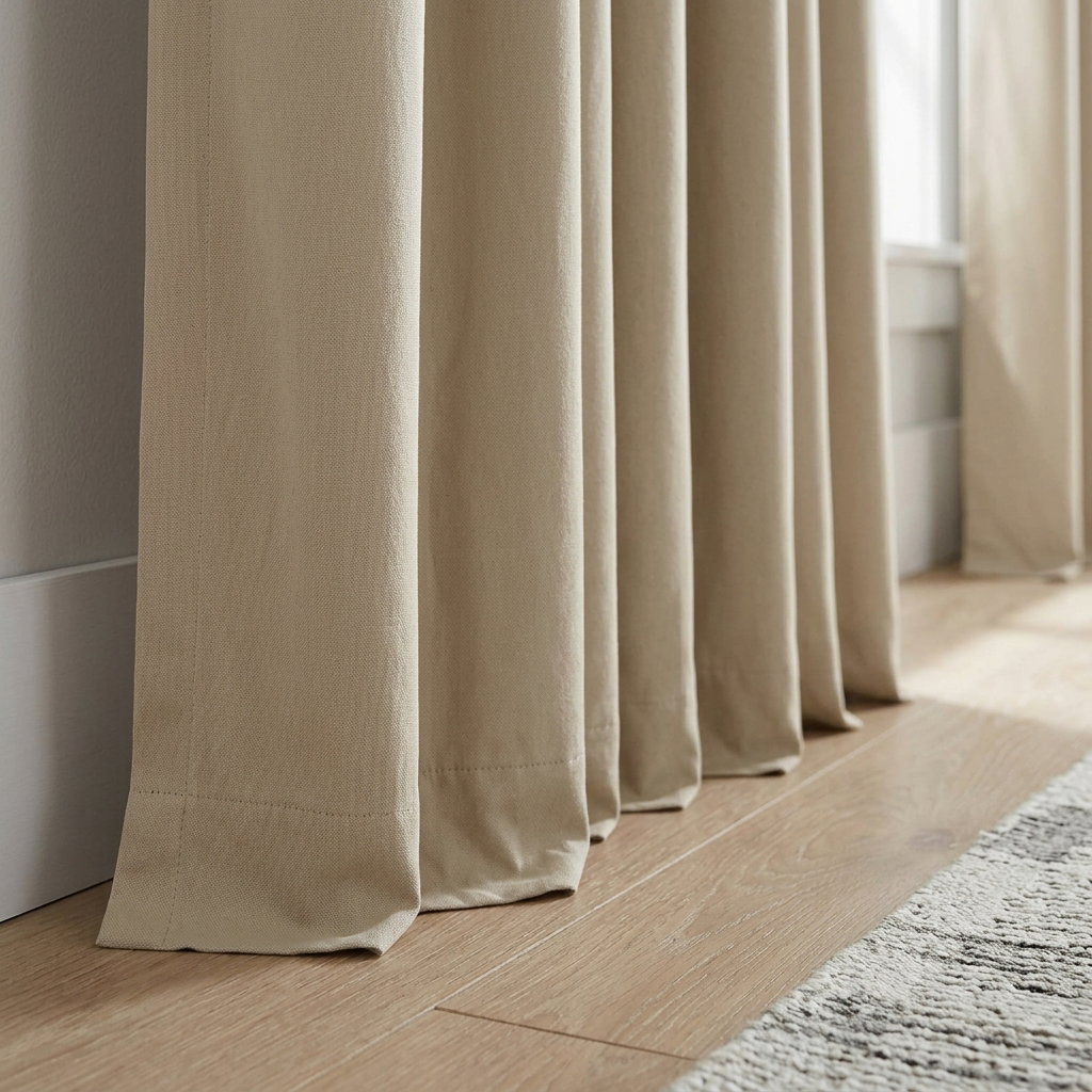 Floor Length Best for a polished look  -  Just touches the floor Clean, tailored finish Works in almost any room