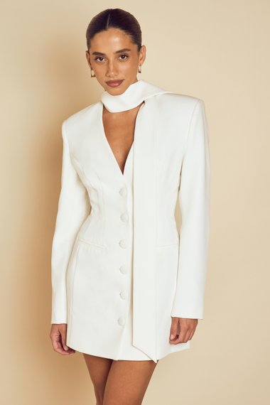 Tailored Scarf Detail Blazer Dress