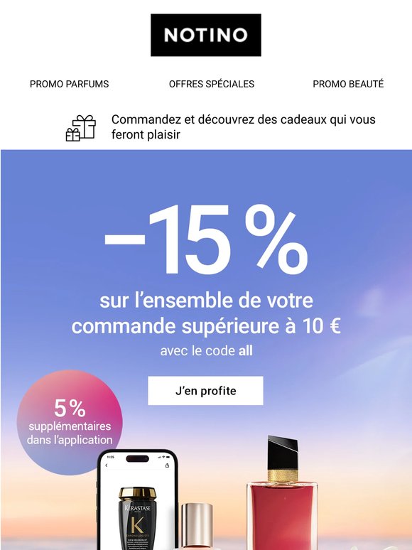 15 % de réduction ! Et 5 % de réduction supplémentaire dans l'application