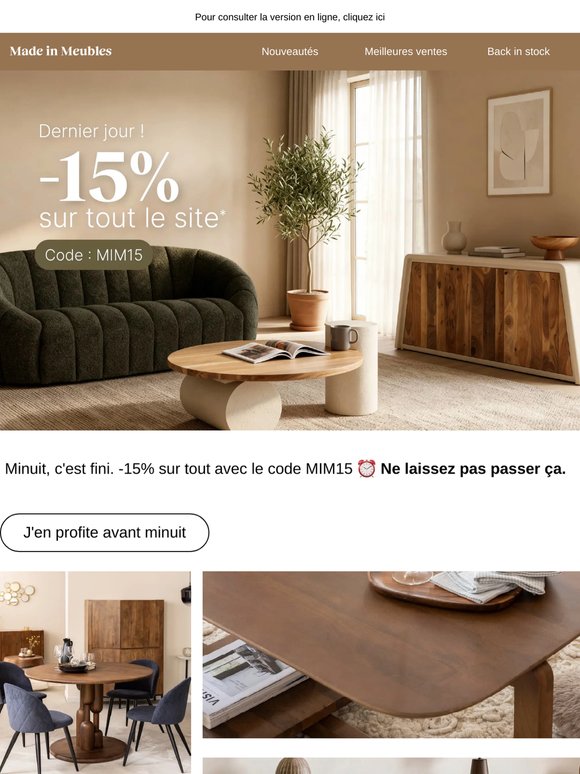 ⚡ J-0 : votre -15% s'envole à minuit