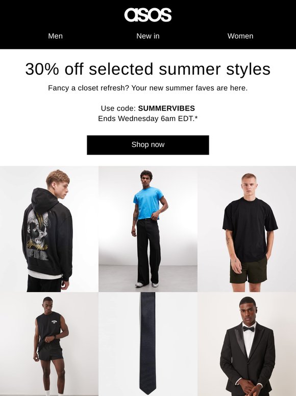 30% off selected summer styles