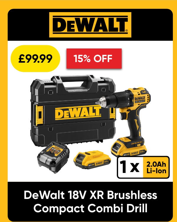 DeWalt DCD709D2T-GB 18V XR Brushless Compact Combi Drill 2 x 2.0Ah