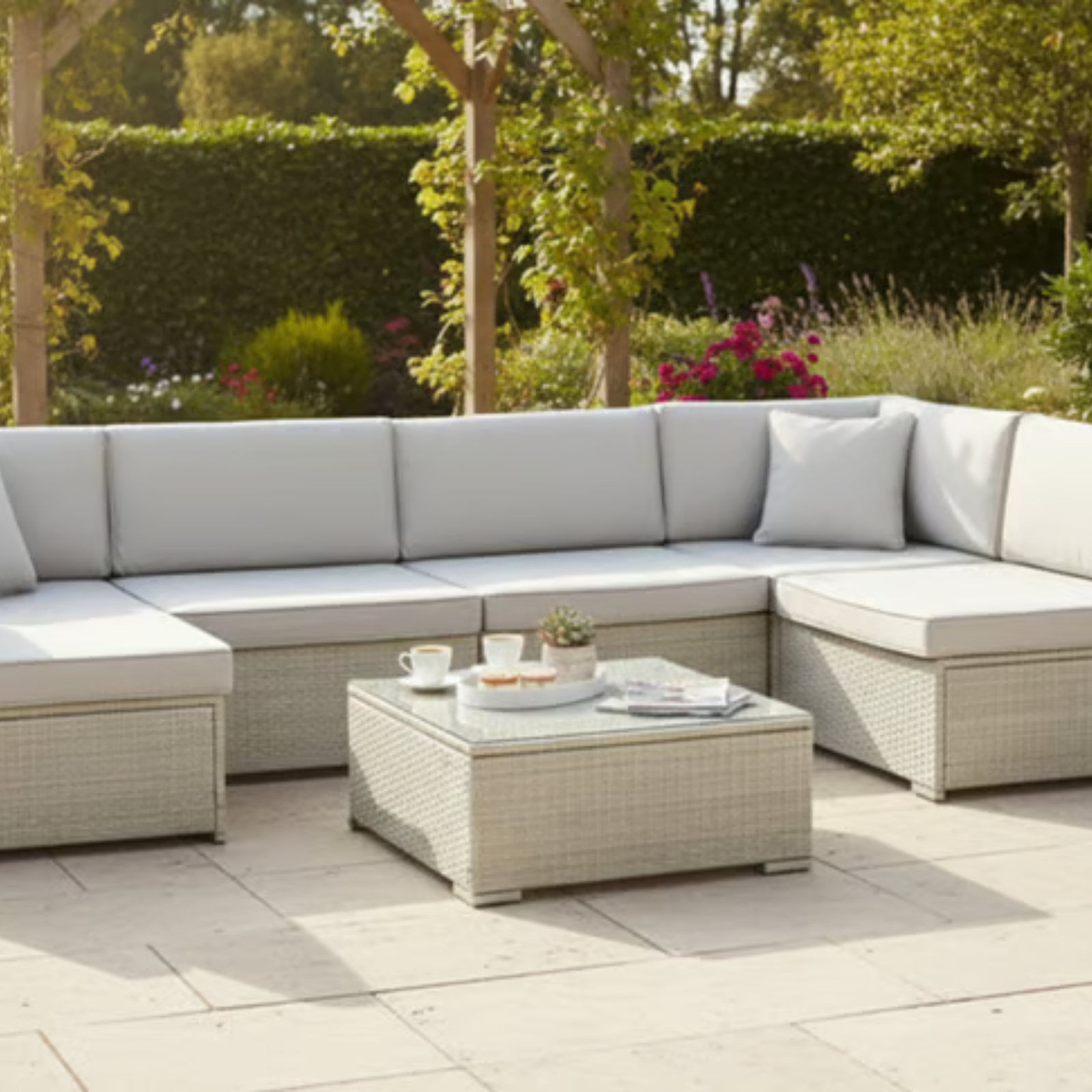 6-Seater Modular U-Shaped Rattan Garden Sofa Set
