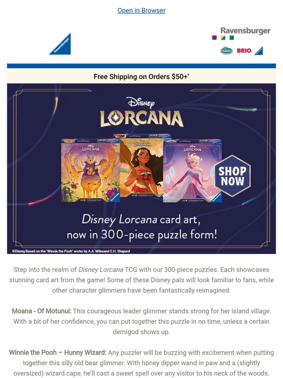 Discover 300-Piece Disney Lorcana TCG Card Art Puzzles