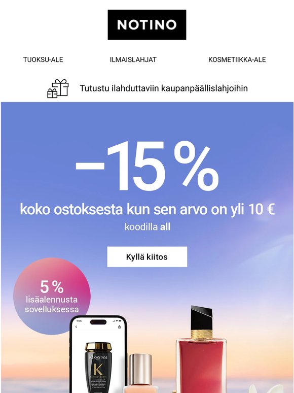 15 % alennus! Ja 5 % lisää sovelluksessa