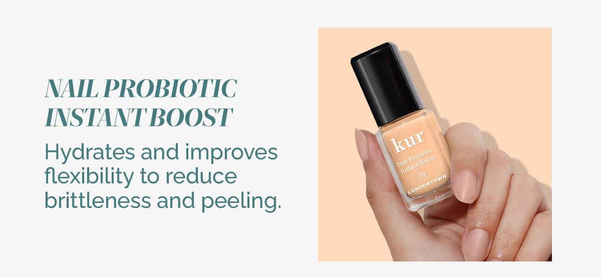 The Nail Probiotic Instant Boost hydrates and improves nails to reduce brittleness and peeling.