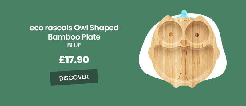 Eco Rascals Owl Shaped Bamboo Plate Blue