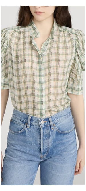 Gillian Top In Jade Green Plaid