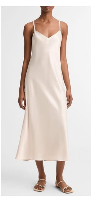 V-neck Slip Dress In Champagne