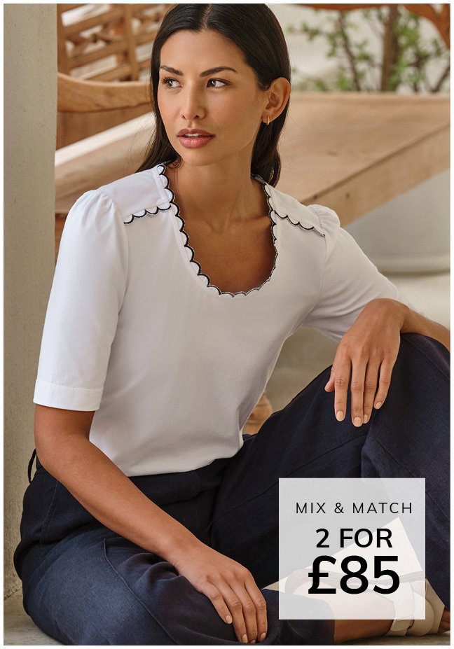 Woven Scallop Trim Jersey Tee
