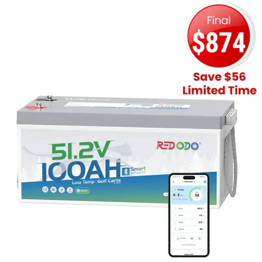 🔥【Sale-Final $874】 Redodo 48V(51.2V) 100Ah LiFePO4 Lithium Solar Battery