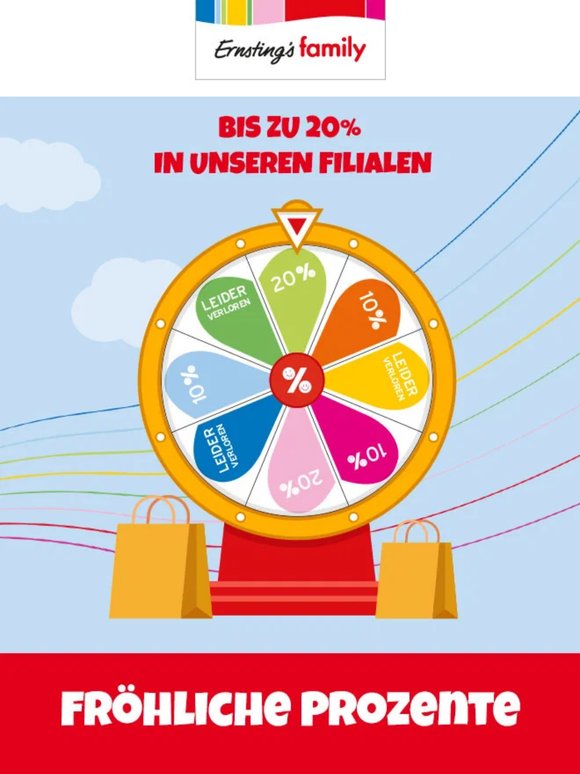 Bis zu 20% Rabatt in unseren Filialen gewinnen
