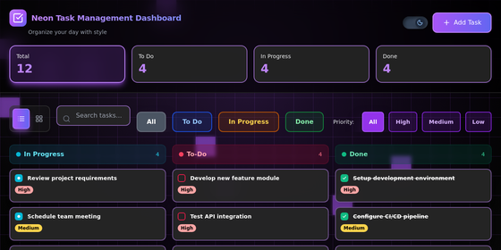 Neon Task Board