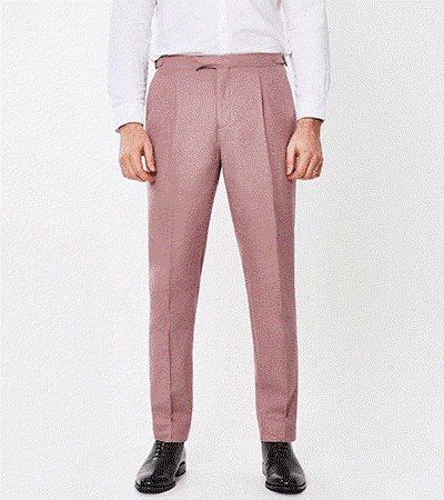 Ashton Tailored Fit Mauve Linen Trousers Image
