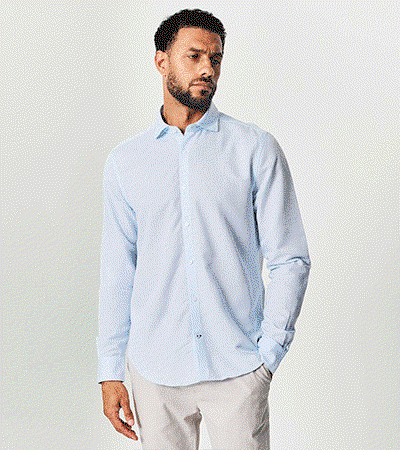 Tailored Fit Linen Blend Long Sleeve Shirt Image