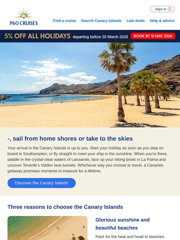 Escape to the sun, plus 5% OFF ALL HOLIDAYS ends tonight!