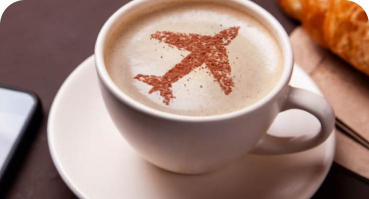 Coffee with plane latte art.