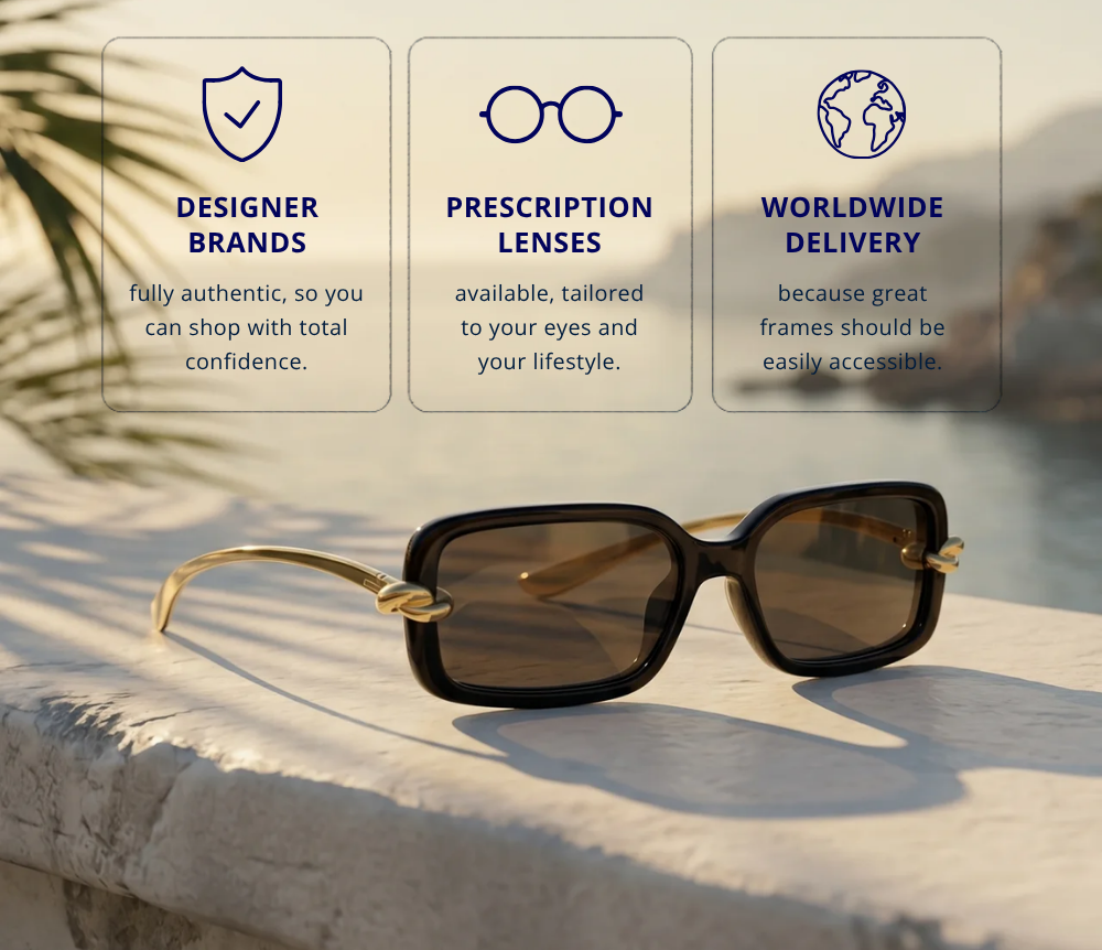 designer brands, prescription lenses, worldwide delivery