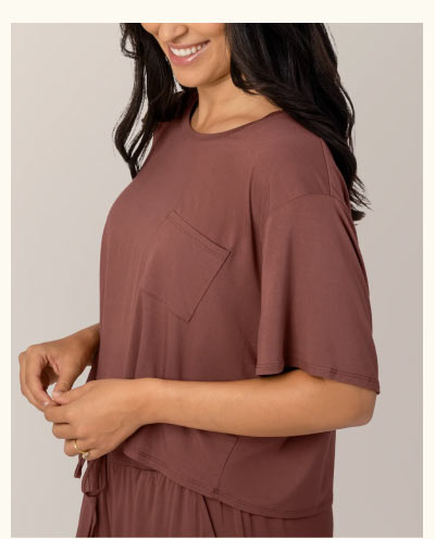 Aria Bamboo Casual Cropped Short Sleeve Top