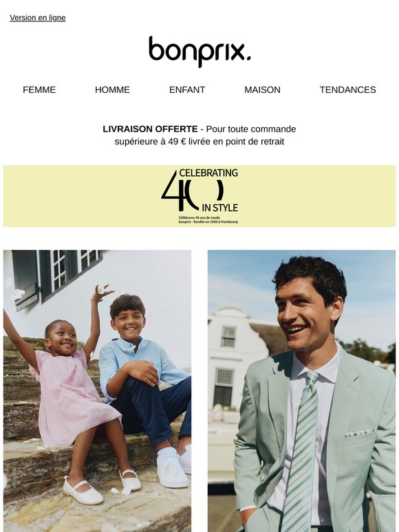-20% sur les vêtements pour homme et enfant 🌞