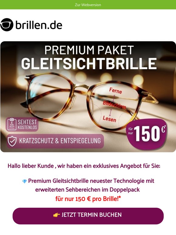 👓 Premium Gleitsichtbrille im Doppelpack nur 150 € ‼️ JETZT in Ihrer Stadt
