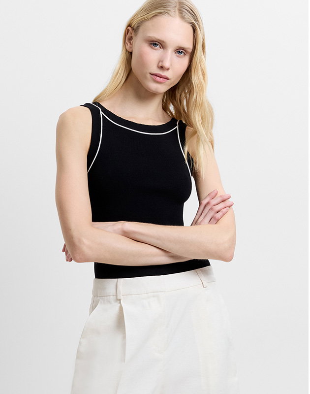 Mozza Contrast Trim Knitted Tank Top