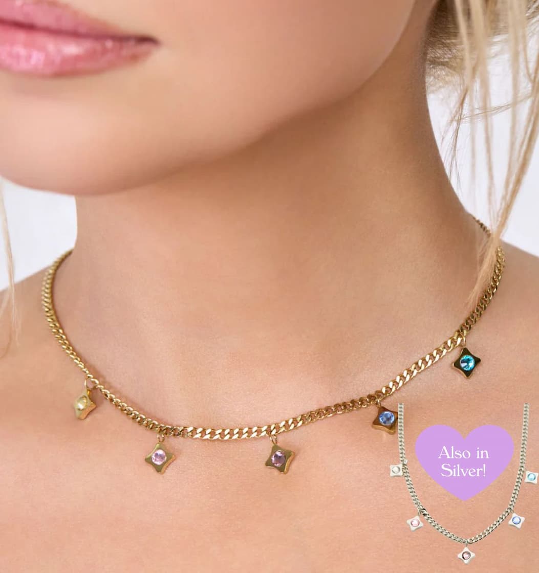 Model Kay Dudley wearing the Energy Necklace