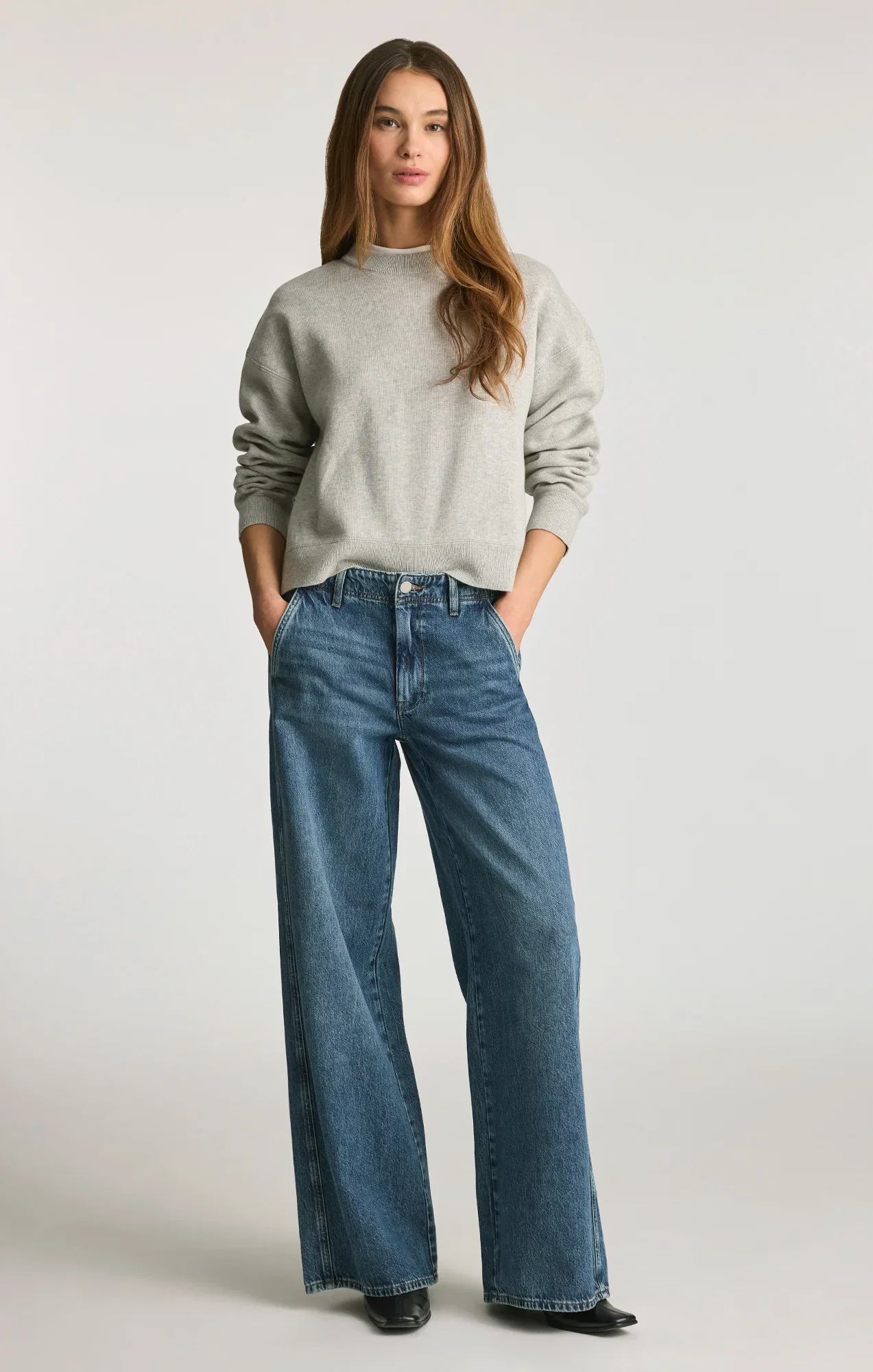 Image of SIENA CHINO WIDE LEG IN DARK SHADED WELL BLUE