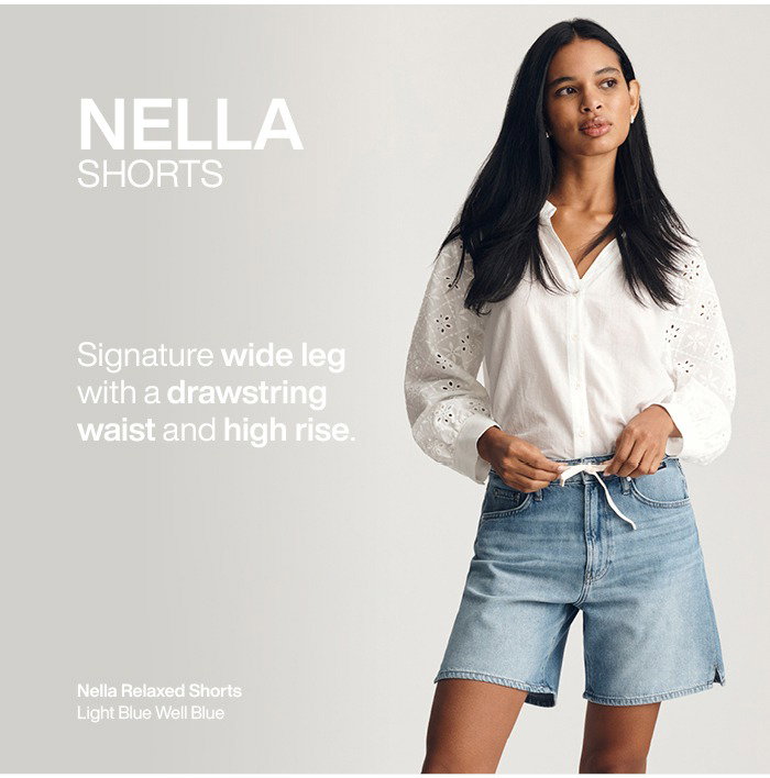 Nella Shorts: Signature wide leg with a drawstring waist and high rise.