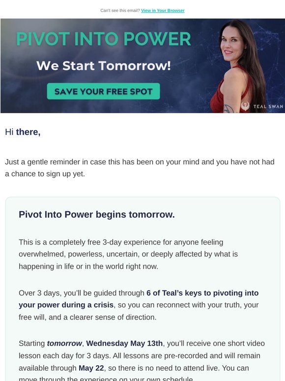 Pivot Into Power begins tomorrow